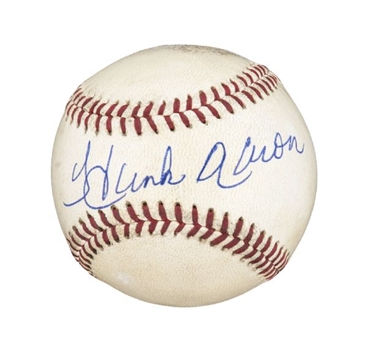 1960s Hank Aaron Game Used and Signed National League Warren Giles Baseball - JSA